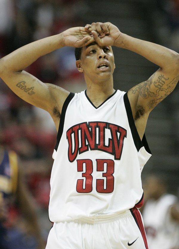 UNLV guard Tre'Von Willis reacts after a foul against Cal ...