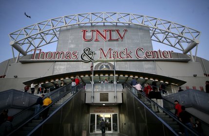 Fans file into the Thomas & Mack Center Friday night as the team prepares to take on California in the Global Sports Classic.