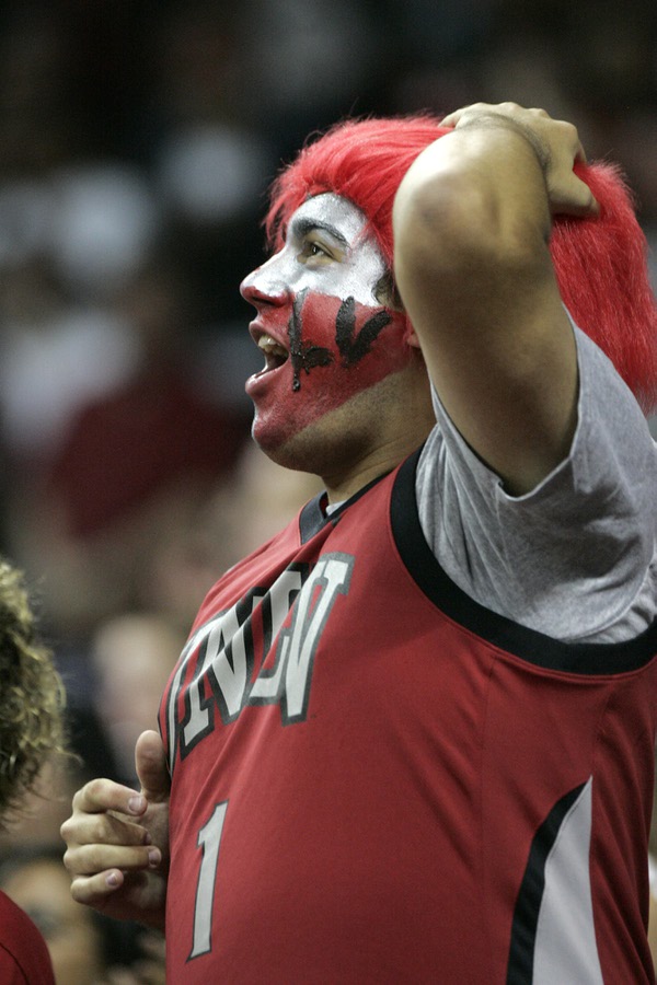 UNLV fan James Underwood reacts during the second half of ...