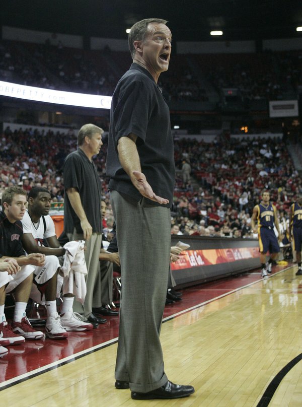 UNLV head coach Lon Kruger argues a call during the ...