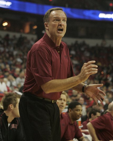 UNLV coach Lon Kruger comments on the officiating during the first half of the game against Cincinnati Saturday at the Thomas & Mack Center.