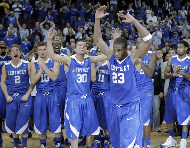 Kentucky's Jodie Meeks (23) reacts after being named the Las Vegas Invitational MVP after the Wildcats' 54-43 victory over West Virginia at the Orleans Arena on Nov. 29.