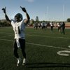 Palo Verde's Tyrone Blake walks off the field in celebration after defeating Las Vegas 42-21 on Satu