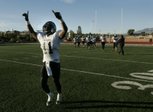 Palo Verde's Tyrone Blake walks off the field in celebration after defeating Las Vegas 42-21 on Saturday.