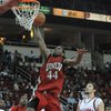 Darris Santee of UNLV goes up for the dunk Wednesday night as the Rebels take on the Fresno State Bulldogs at the Save Mart Center in Fresno, Calif.