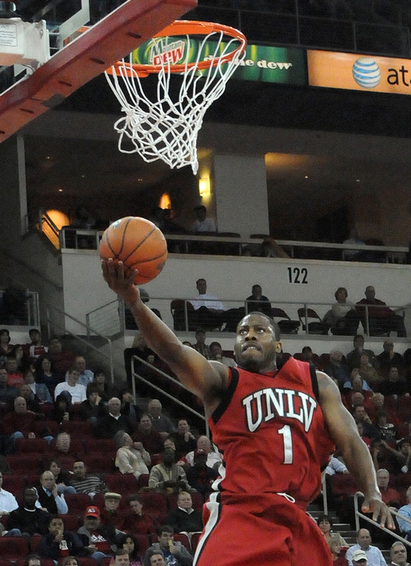 Wink Adams of UNLV lays it in for two Wednesday ...