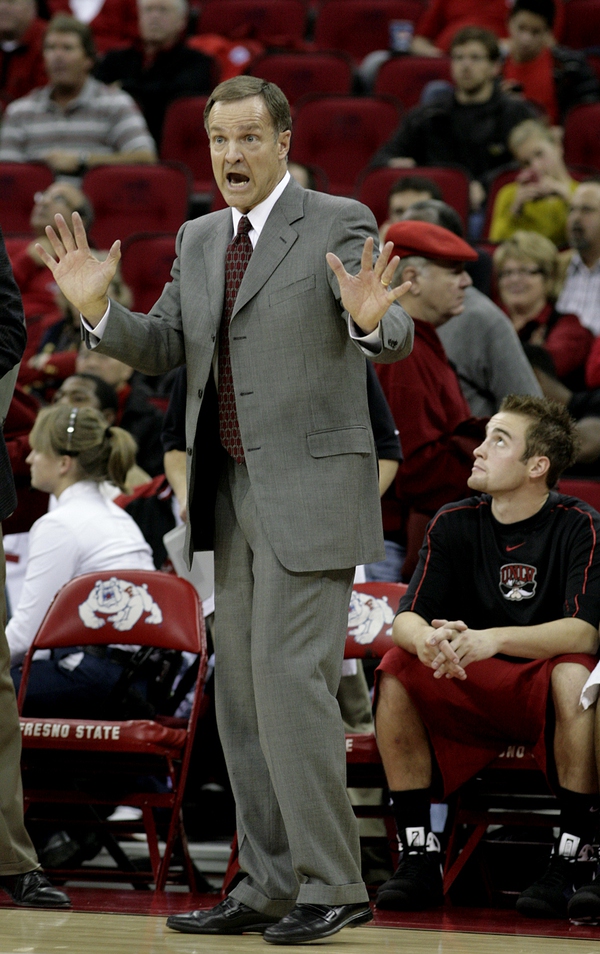 UNLV head coach Lon Kruger calls a play Wednesday night ...