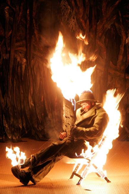 Ray Wold performs as a clown in the Fire act ...