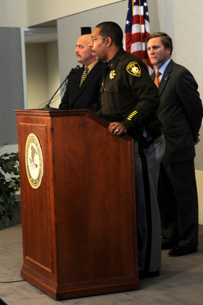 Press conference at the Lloyd D. George United States Courthouse in Las Vegas is held in regards to the two-year long investigation of federal credit card fraud and identity theft crimes. 