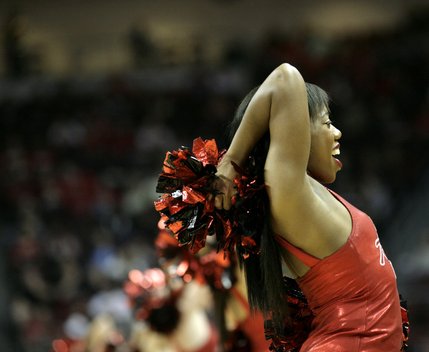 The Rebel girls get the crowd excited at the Orleans Arena where UNLV took on Western Michigan Sunday afternoon.  UNLV beat Western Michigan 70-61.