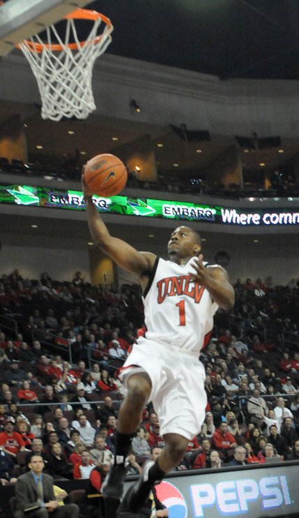 Wink Adams goes for the layup at the Orleans Arena, where UNLV took on Western Michigan Sunday afternoon.  UNLV beat Western Michigan 70-61.