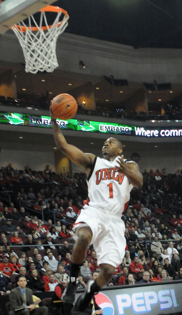 Wink Adams goes for the layup at the Orleans Arena, ...