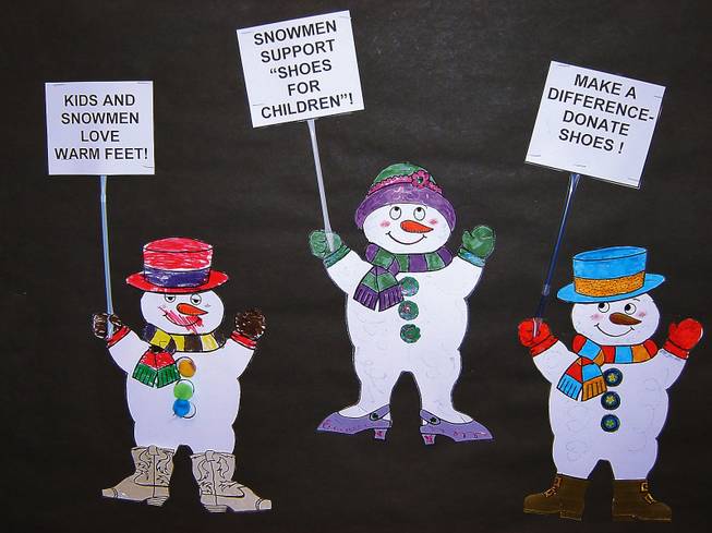 Some of the snowmen on display at the "Shoes for Snowmen" event at the Summerlin Library on Dec. 1.                               