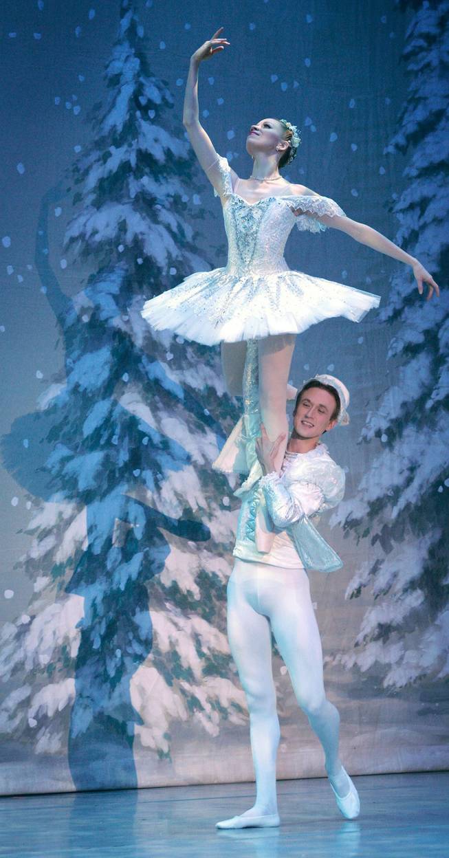 Racheal Hummel-Nole and Zeb Nole perform as the "Snow Queen" and "Snow King" during Nevada Ballet Theatre's dress rehearsal of "The Nutcracker" at the Judy Bayley Theatre on the campus of UNLV in Las Vegas on Wednesday, Dec. 17, 2008. 