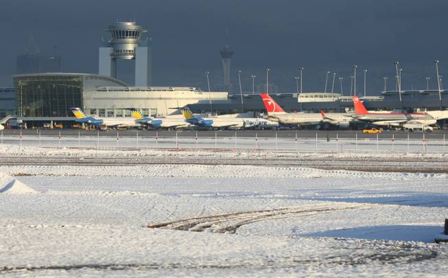 A view of McCarran International Airport the day after a rare snow storm Thursday. The storm blanketed the Las Vegas Valley on Wednesday, delaying flights, causing widespread fender-benders and canceling school. More than 6 inches of snow fell in parts of the valley, forecasters said.