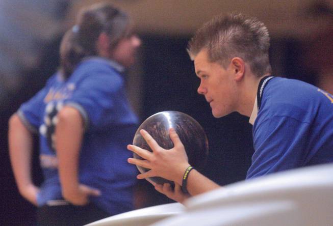 Boulder City's Dylan Martens bowls in a match against Eldorado at Sam's Town Hotel and Casino on Dec. 15.
