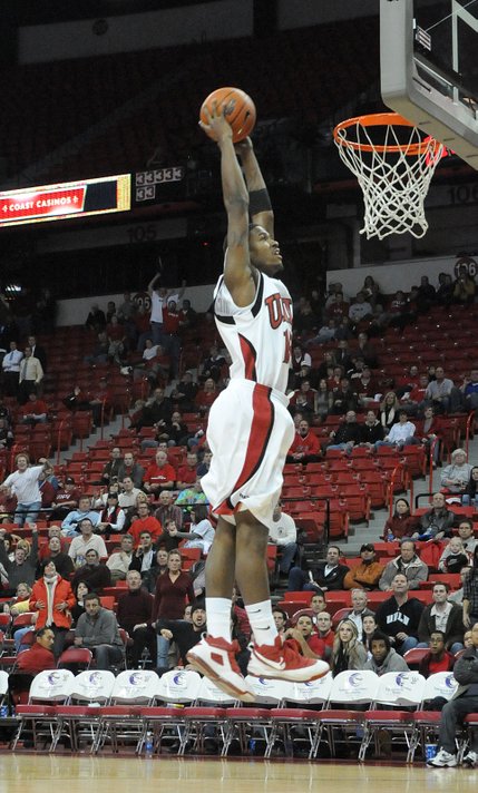 Deshawn Mitchell throws down a monster jam Wednesday night as UNLV takes on Santa Clara. UNLV won 78-66.