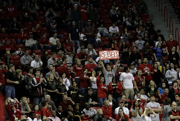 The crowd watches Tuesday at the Thomas & Mack, where ...