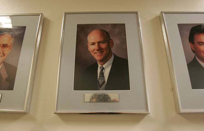 A portrait Councilman Larry Brown hangs at Las Vegas City Hall.