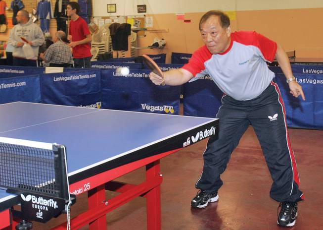 Table Tennis hall-of-famer, David Sakai, practices at Las Vegas Table Tennis Club. Sakai took first in the 50 and over competition at the USA Table Tennis National Championship last month at the Las Vegas Convention Center.

