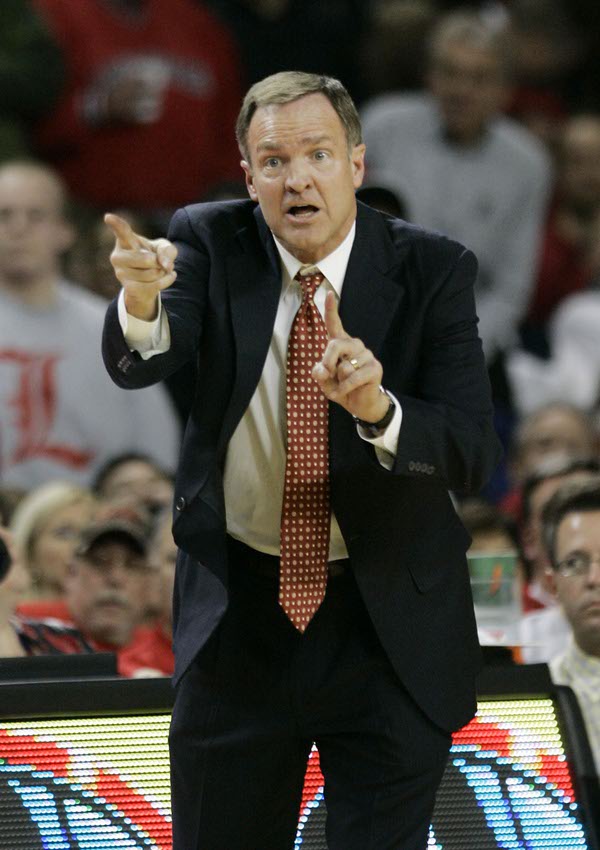 UNLV coach Lon Kruger instructs his team during the second ...