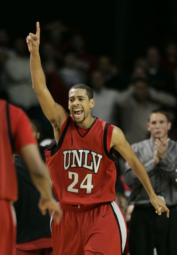 UNLV's Rene Rougeau celebrates late in the second half against ...