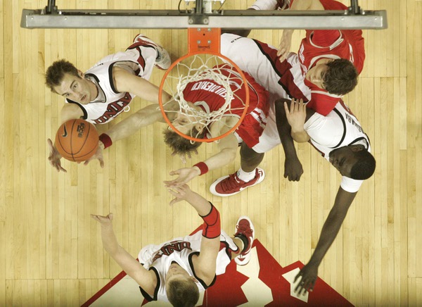 UNLV guard Kendall Wallace grabs a rebound during the second ...
