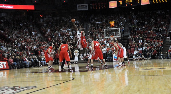 The opening tip begins the game Saturday at the Thomas ...