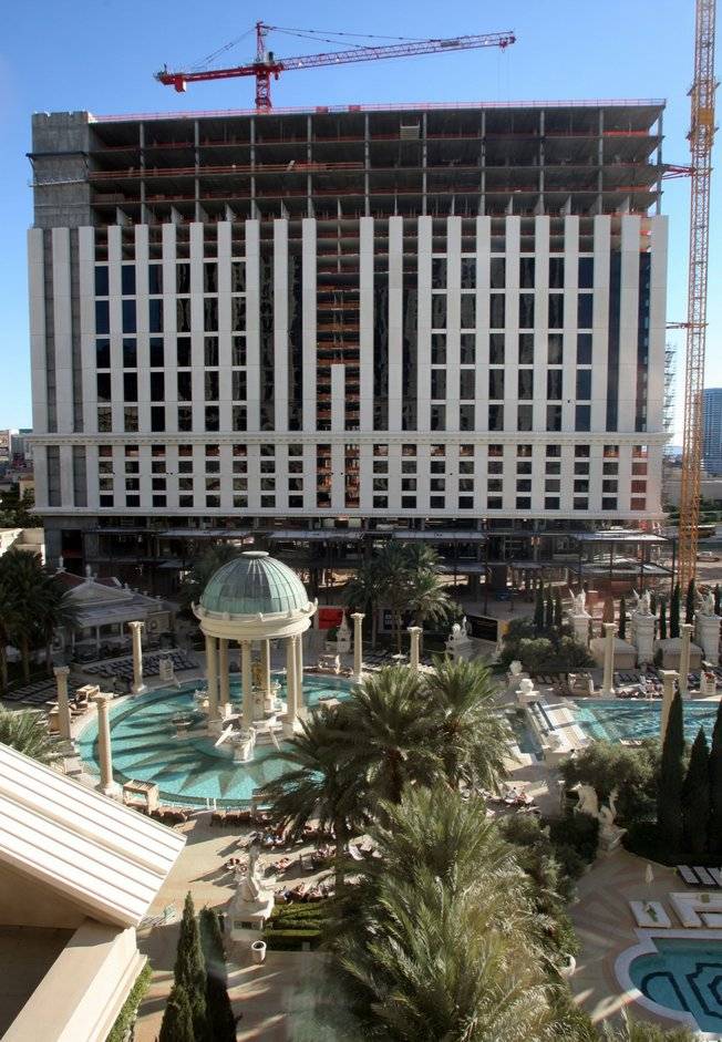 The $1 billion, 665-room Octavius Tower at Caesars Palace was topped off in October. After the expansion, Caesars Palace will have more than 4,000 hotel rooms and 300,000 square feet of convention space.