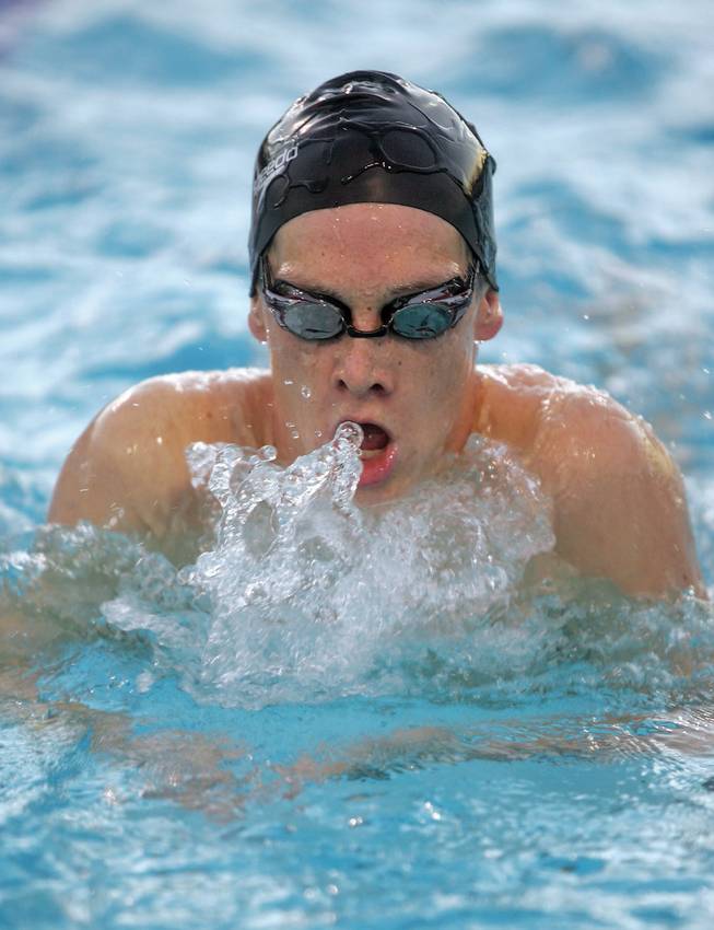 Boulder City High senior Zane Grothe, shown practicing last year at the Henderson Multi-Generational Center, raced against Michael Phelps at the Southern California Swimming Grand Prix in Long Beach.