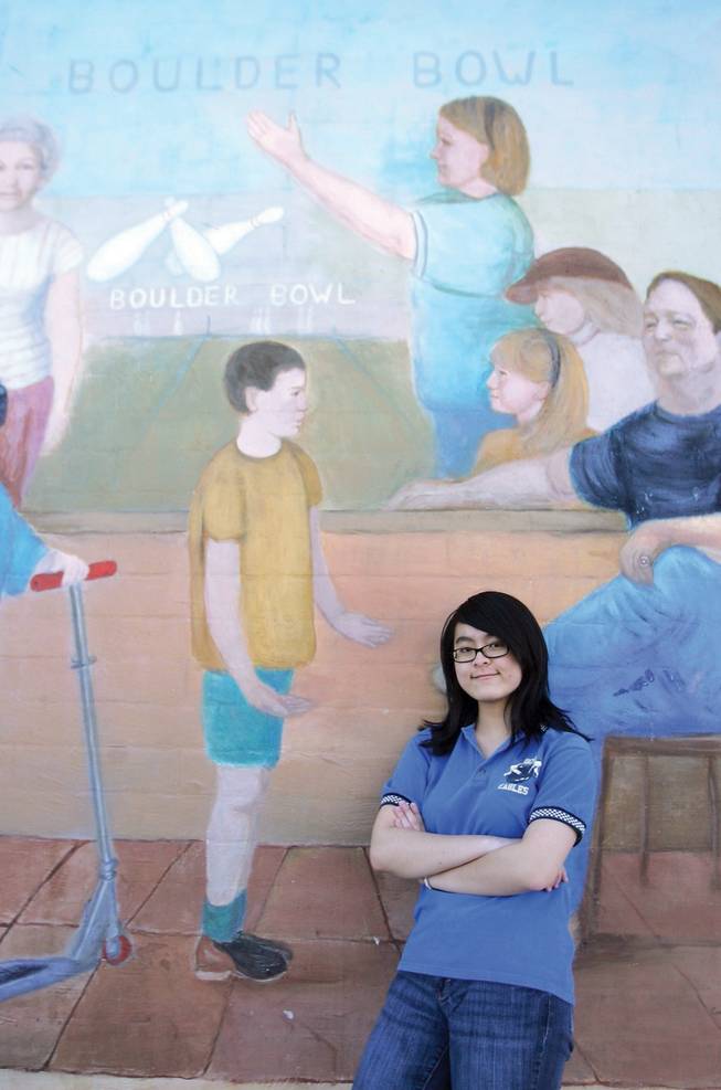 Sabrina Chin, a foreign exchange student from Shanghai, stands outside Boulder Bowl on Jan. 8. Chin, who is now on the Boulder City girls bowling team, had never bowled before moving to the United States.