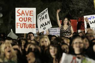 Students gather on the the UNLV campus for a rally to protest Gov. Jim Gibbons' proposed budget cuts for higher education Thursday. 