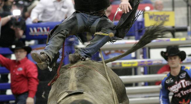 Bull riders compete Friday at the Championship Bull Riding World Championship at the South Point.