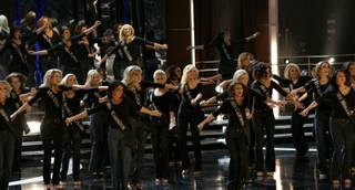 Contestants perform an opening number during the 2009 Miss America Pageant at Planet Hollywood Resort & Casino in Las Vegas.