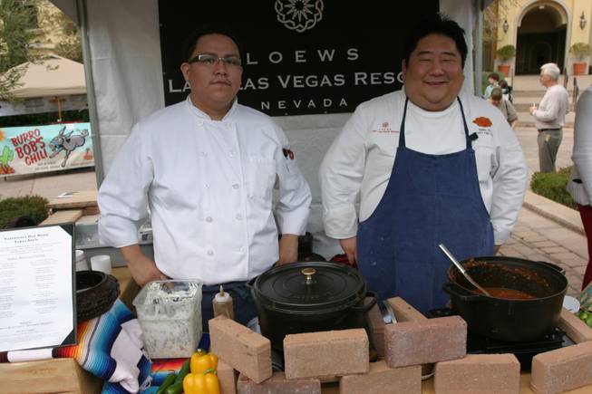 A team from Loews restaurant participates in the Sonrisa Grill Inaugural Chili Cook Off Saturday at Lake Las Vegas.