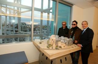 Keep Memory Alive Chairman Larry Ruvo poses with Siegfried & Roy in front of a model of the The Lou Ruvo Brain Institute in February 2009. Ruvo managed the Frontier hotel-casino, while Siegfried & Roy were headliners there.
