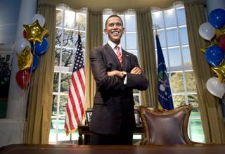 A wax likeness of President Barack Obama is displayed at the 