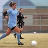 Julie Owens, a midfielder on the Centennial girls' soccer team, dribbles down the field during a game against Palo Verde on Feb. 9 at Centennial High School. Owens recently signed a letter of intent to play soccer at UNLV next fall.
