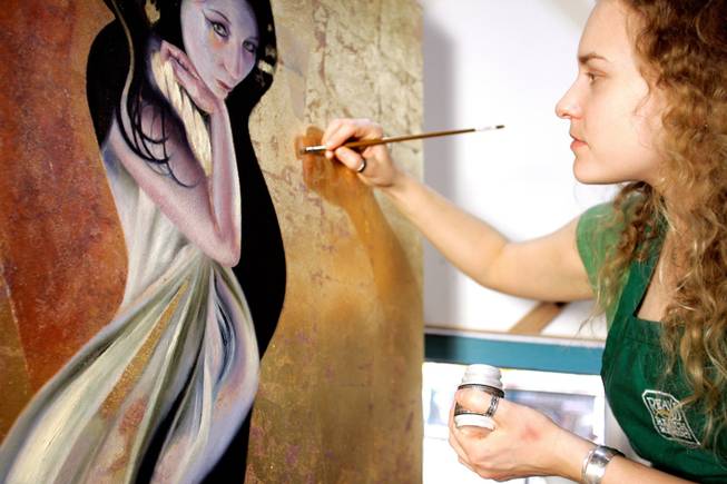 Downtown arts: Ragen Mendenhall paints inside her studio Jan. 30 at the Southern Nevada Center for the Arts at Neonopolis. 