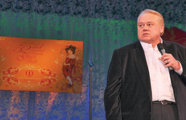 Comedian Louie Anderson entertained the audience in February 2009 attending the Children's Miracle Mardi Gras Ball in the Bellagio Ballroom.