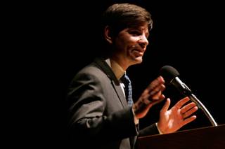 George Stephanopoulos speaks at Artemus Ham Hall on the campus of UNLV as part of the Barrick Lecture Series on Tuesday.