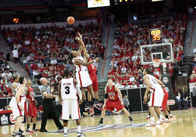 Action during UNLV's game against San Diego State in March during the Mountain West Conference tournament at the Thomas & Mack Center. 