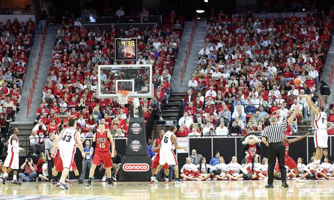 Action in the first half of UNLV's game against San Diego State on Thursday during the Mountain West Conference tournament at the Thomas & Mack Center. 