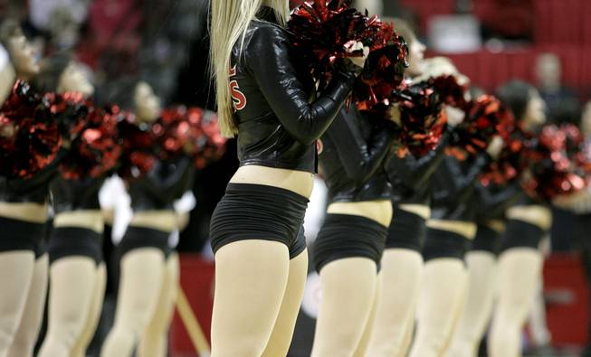 The Rebel Girls perform during a timeout as UNLV takes on San Diego State on Thursday in the Mountain West Conference tournament at the Thomas & Mack Center. The Rebels fell for the third time this season to the Aztecs, 71-57.