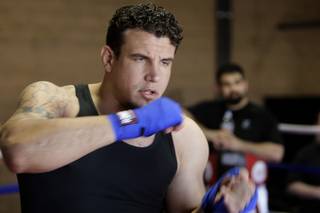 UFC heavyweight fighter and Las Vegas resident Frank Mir shadow boxes during an open workout at his gym Friday, March 12, 2010.  Mir, a former Bonanza High School wrestler, is scheduled to face Shane Carwin for an interim heavyweight championship on March 27 at UFC 111 in New Jersey.
