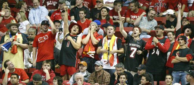 San Diego State fans cheer as they pull away from UNLV at the Mountain West Conference Basketball Championships Thursday, March 12, 2009.  San Diego State won the game 71-57. 