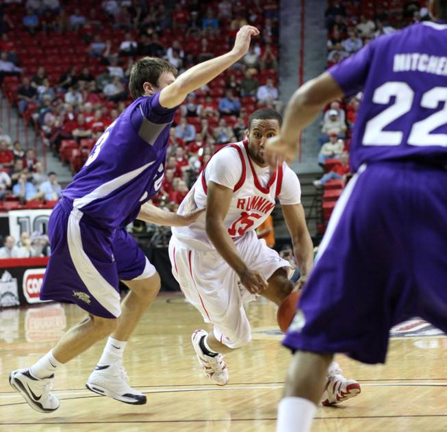 Carlon Brown takes it into the lane as Utah takes on TCU Thursday, March 12, 2009 in the Mountain West Conference tournament at the Thomas & Mack Center. 