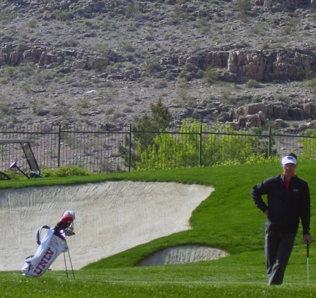 UNLV's Johnny Pinjuv lines up a shot during the final round of the Southern Highlands Collegiate Championship. The Rebels won the tourney for the second straight year.
