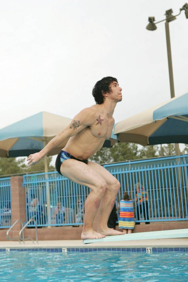 Jarred Mantia prepares to dive during a meet at the Silver Springs Pool.