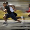 Liberty High School's Shawn Murray leads the way in a pan-action photograph during track practice at Liberty.
